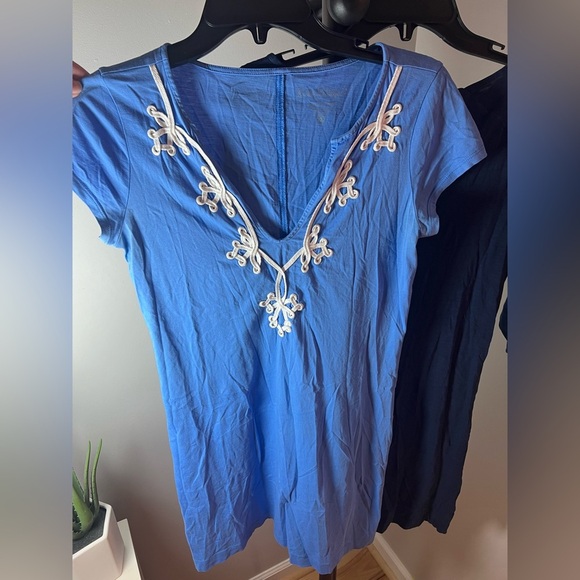 Lilly Pulitzer Bundle Of 2 Pima Cotton Mini Dresses Size XS Blue Embroidered - Picture 8 of 10